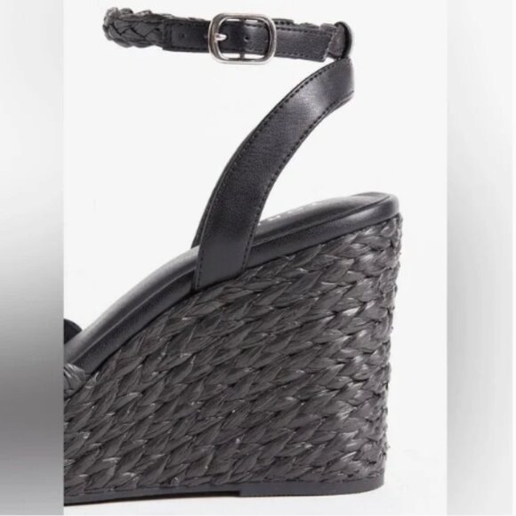 Size 11 - TORRID - WW Black Strappy Raffia Platform Wedge NEW - Picture 3 of 6